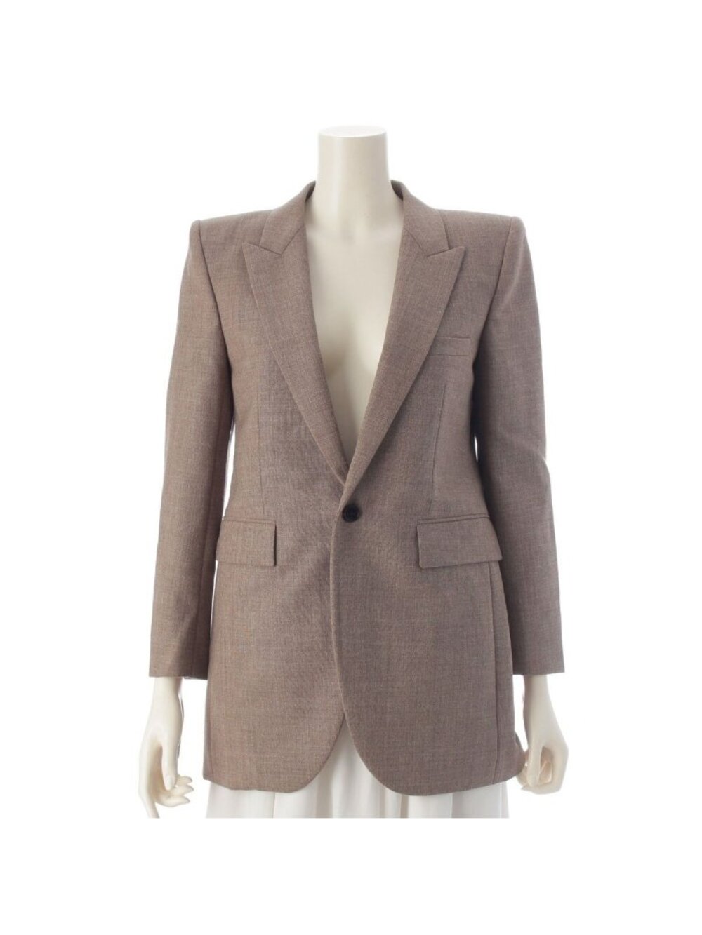 Saint Laurent Paris Wool Peak Lapel Single Tailored Jacket Brown 34 - Picture 1 of 10